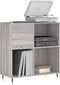 vidaXL - Platenkast - 84,5x38x89 - cm - bewerkt - hout - grijs - sonoma - eikenkleurig