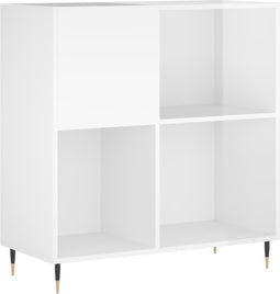 vidaXL - Platenkast - 84,5x38x89 - cm - bewerkt - hout - hoogglans - wit