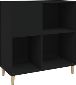 vidaXL - Platenkast - 84,5x38x89 - cm - bewerkt - hout - zwart