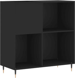 vidaXL - Platenkast - 84,5x38x89 - cm - bewerkt - hout - zwart