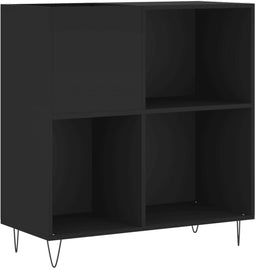 vidaXL - Platenkast - 84,5x38x89 - cm - bewerkt - hout - zwart