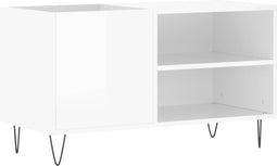 vidaXL - Platenkast - 85x38x48 - cm - bewerkt - hout - hoogglans - wit