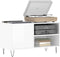 vidaXL - Platenkast - 85x38x48 - cm - bewerkt - hout - hoogglans - wit