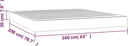 vidaXL - Pocketveringmatras - 160x200x20 - cm - fluweel - lichtgrijs