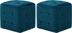 vidaXL - Poef - 2 - st - 30x30x30 - cm - fluweel - blauw