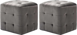 vidaXL - Poef - 2 - st - 30x30x30 - cm - fluweel - grijs