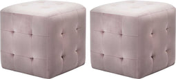 vidaXL - Poef - 2 - st - 30x30x30 - cm - fluweel - roze