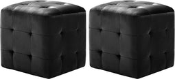 vidaXL - Poef - 2 - st - 30x30x30 - cm - fluweel - zwart