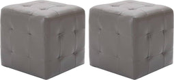 vidaXL - Poef - 2 - st - 30x30x30 - cm - kunstleer - grijs