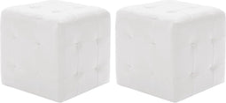 vidaXL - Poef - 2 - st - 30x30x30 - cm - kunstleer - wit
