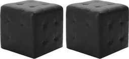 vidaXL - Poef - 2 - st - 30x30x30 - cm - kunstleer - zwart