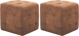 vidaXL - Poef - 2 - st - 30x30x30 - cm - kunstsuède - bruin
