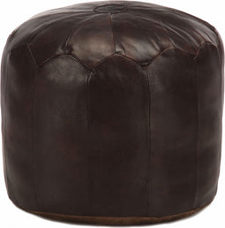 vidaXL - Poef - 40x35 - cm - echt - geitenleer - donkerbruin