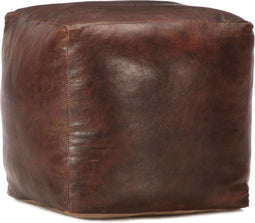 vidaXL - Poef - 40x40x40 - cm - echt - geitenleer - donkerbruin