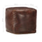 vidaXL - Poef - 40x40x40 - cm - echt - geitenleer - donkerbruin