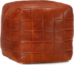 vidaXL - Poef - 40x40x40 - cm - echt - geitenleer - tan