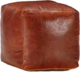 vidaXL - Poef - 40x40x40 - cm - echt - geitenleer - tan