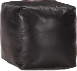 vidaXL - Poef - 40x40x40 - cm - echt - geitenleer - zwart