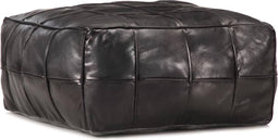vidaXL - Poef - 60x60x30 - cm - echt - geitenleer - zwart