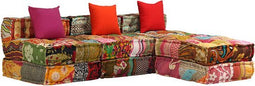 vidaXL - Poef - driezits - modulair - stof - patchwork