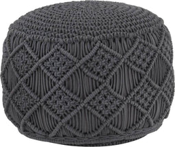 vidaXL - Poef - macramé - handgemaakt - 45x30 - cm - katoen - antraciet