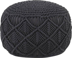 vidaXL - Poef - macramé - handgemaakt - 45x30 - cm - katoen - antraciet