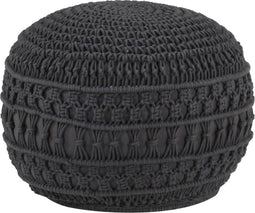 vidaXL - Poef - macramé - handgemaakt - 45x30 - cm - katoen - antraciet