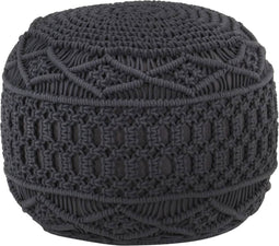 vidaXL - Poef - macramé - handgemaakt - 45x30 - cm - katoen - antraciet
