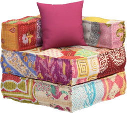 vidaXL - Poef - modulair - met - kussen - patchwork - stof