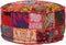 vidaXL - Poef - patchwork - rond - handgemaakt - 40x20 - cm - katoen - rood