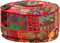 vidaXL - Poef - patchwork - rond - handgemaakt - 40x20 - cm - katoen - rood