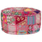 vidaXL - Poef - patchwork - rond - handgemaakt - 40x20 - cm - katoen - roze