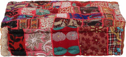 vidaXL - Poef - patchwork - vierkant - handgemaakt - 50x50x12 - cm - katoen - rood