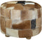 vidaXL - Poef - rond - 50x50x45 - cm - echt - leer