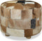 vidaXL - Poef - rond - 50x50x45 - cm - echt - leer