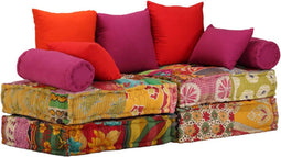 vidaXL - Poef - tweezits - modulair - stof - patchwork
