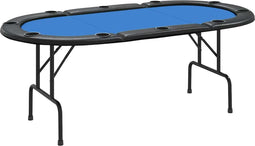 vidaXL - Pokertafel - voor - 10 - spelers - inklapbaar - 207x106x76 - cm - blauw