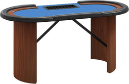 vidaXL - Pokertafel - voor - 10 - spelers - met - fichebak - 160x80x75 - cm - blauw