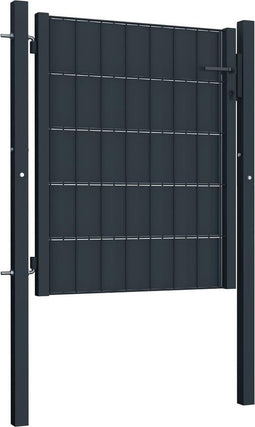 vidaXL - Poort - 100x101 - cm - PVC - en - staal - antracietkleurig
