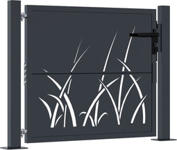 vidaXL - Poort - 105x105 - cm - met - grasontwerp - staal - antracietkleurig