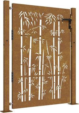 vidaXL - Poort - 105x130 - cm - bamboe-ontwerp - cortenstaal