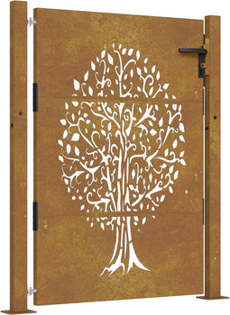 vidaXL - Poort - 105x130 - cm - boomontwerp - cortenstaal