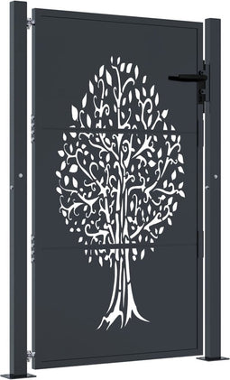 vidaXL - Poort - 105x130 - cm - met - boomontwerp - staal - antracietkleurig