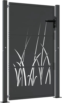 vidaXL - Poort - 105x130 - cm - met - grasontwerp - staal - antracietkleurig