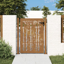 vidaXL - Poort - 105x155 - cm - bamboe-ontwerp - cortenstaal