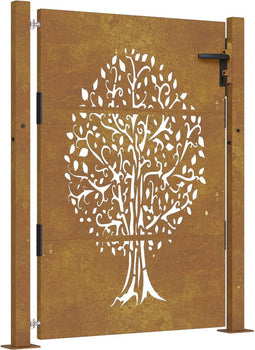vidaXL - Poort - 105x155 - cm - boomontwerp - cortenstaal