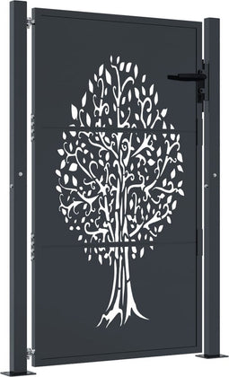 vidaXL - Poort - 105x155 - cm - met - boomontwerp - staal - antracietkleurig