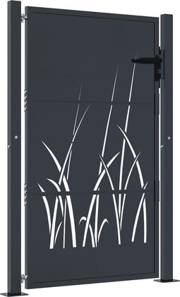 vidaXL - Poort - 105x155 - cm - met - grasontwerp - staal - antracietkleurig