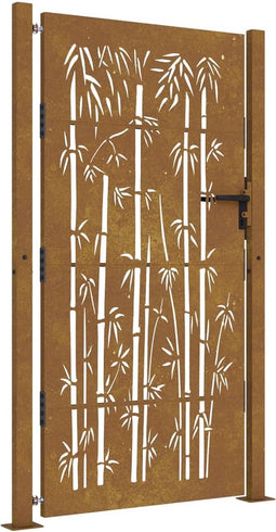 vidaXL - Poort - 105x180 - cm - bamboe-ontwerp - cortenstaal