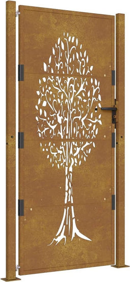 vidaXL - Poort - 105x180 - cm - boomontwerp - cortenstaal